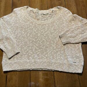 Guess Popcorn Metallics Cropped Sweater Ivory Gold